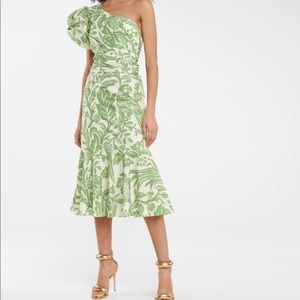 Johanna Ortiz green one shoulder tropical dress brand New but without tags